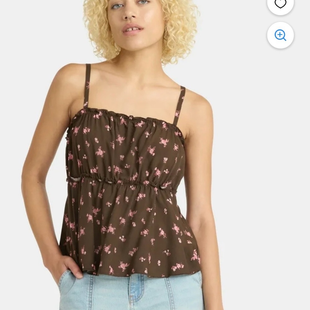 No Boundaries Size Small Green Brown Floral Woven Ruffle Tops Lot of 2 New ^ - Picture 13 of 16